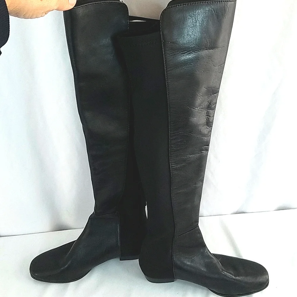 Vince Camuto Karita Over The Knee Boot Leather and Fabric Black Size 5M